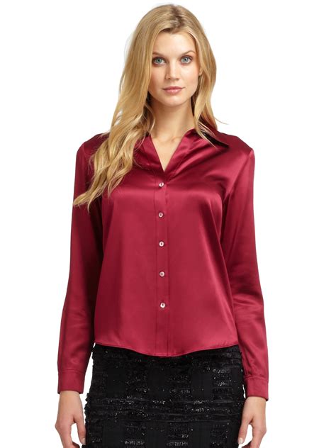 saks lafayette 148 new york silk satin blouse jayne moore product page