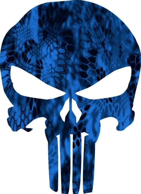 Punisher Blue Kryptek Camo Skull Vinyl Decal Matte Sticker Uv Laminated