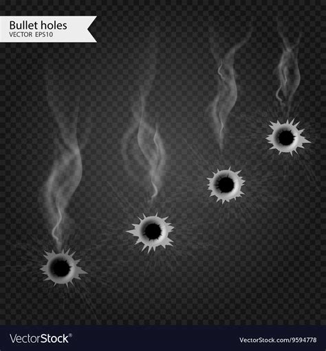 Bullet Holes With Smoke Isolated Really Royalty Free Vector