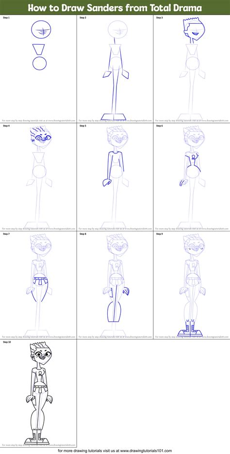 How To Draw Sanders From Total Drama Printable Step By Step Drawing