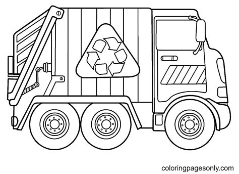 Printable Garbage Truck Coloring Page Minimalist Blank Printable