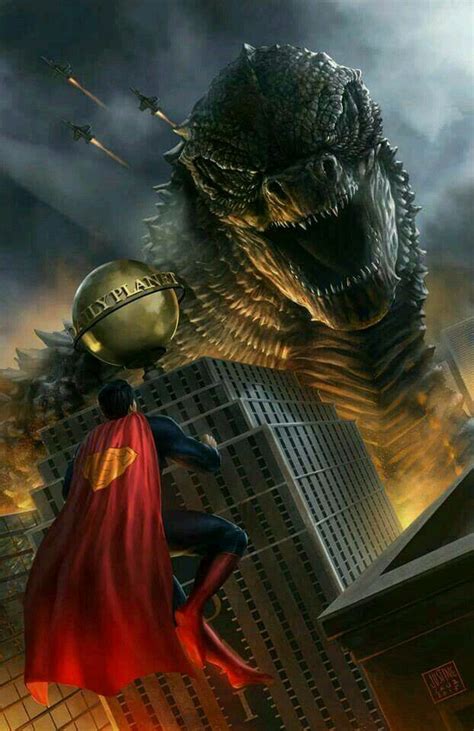 Superman Godzilla Godzilla Godzilla Vs Superman Art
