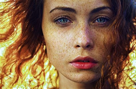 Red Hair Woman With Blue Eyes By Darya Chacheva