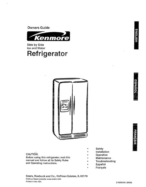 kenmore side by side refrigerator owner s manual pdf download manualslib