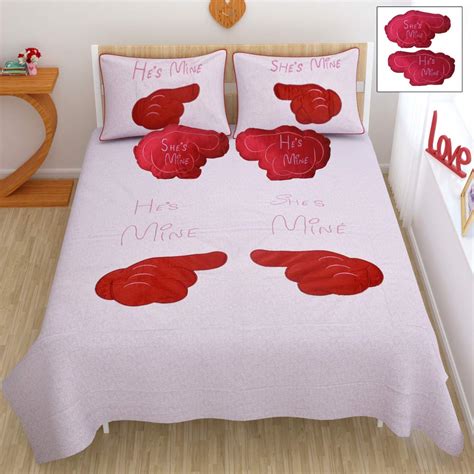 Buy Ceazer Queen Size He And She Double Bed Sheet With Two Pillow