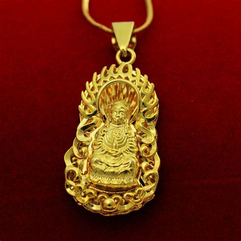 Vintage Buddhist Beliefs Necklace Yellow Gold Filled Buddha Pendant