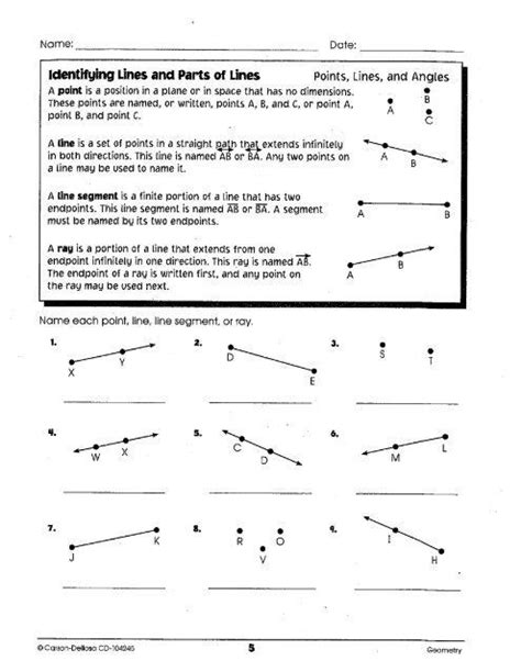 Planes Lines And Points Worksheets