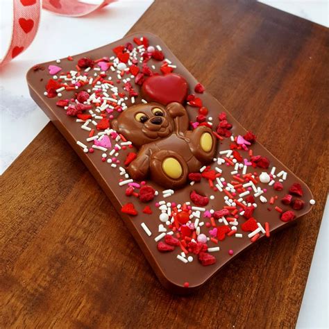 Valentines Teddy Chocolate Slab Bar T By Cocoa Delicious