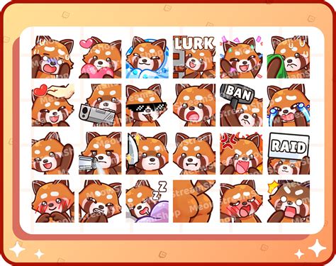 Twitch Emote Cute Red Panda Mega Pack Emotes 24 Emotes Etsy Australia