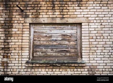 Boarded Window On Brick Building Stock Photo Alamy