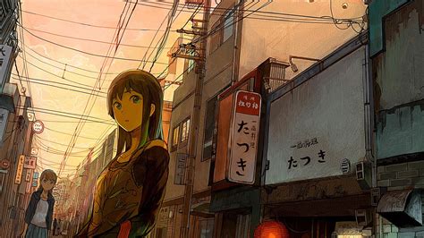 Anime Cityscape City Woman Building Street Anime Hd 4k Anime