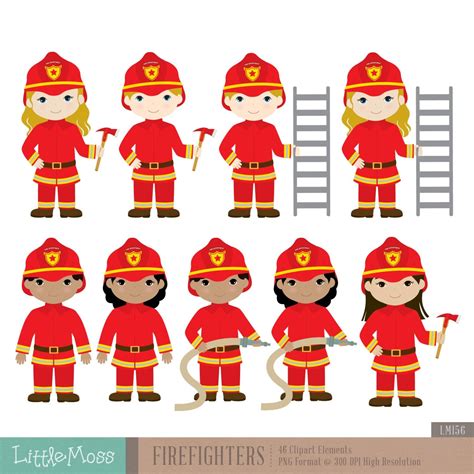 Firefighters Digital Clipart Fireman Clipart By Littlemoss On Etsy