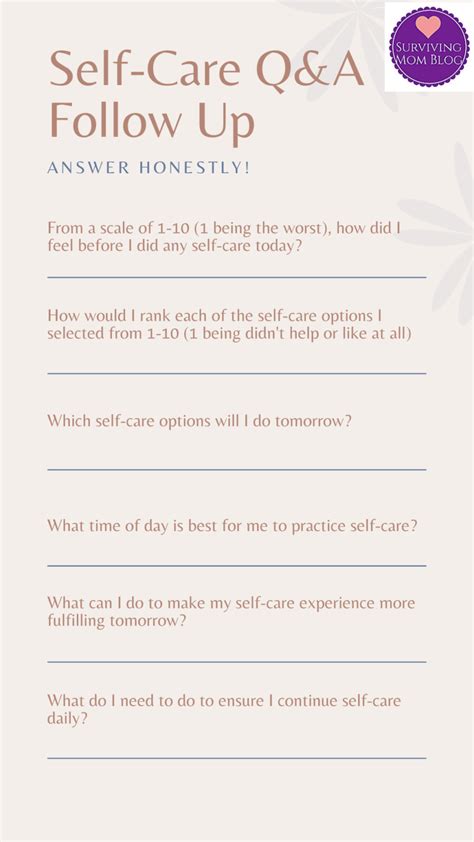 Free Self Care Worksheets