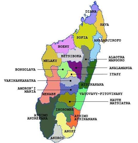 Mieux qu'une carte de madagascar. Carte de Madagascar montrant les 22 régions | Download ...