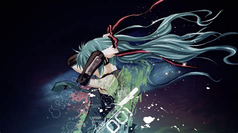 Green Haired Female Anime Character Wallpaper Hatsune Miku Vocaloid