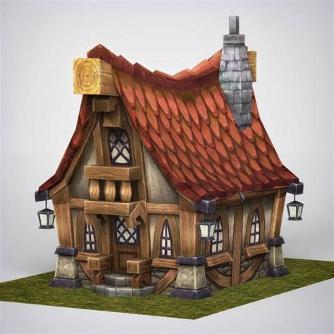 Fantasy Wooden Home 3d Model Low Poly Max Obj Mtl Fbx C4d Ma Mb 1
