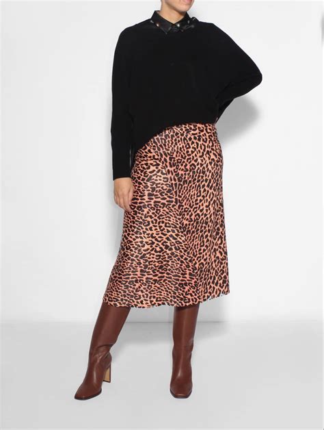 Scotchandsoda Skirt Satin Leopard Celia Boutique