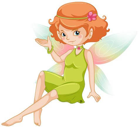 Cute Fairy In Green Dress 419599 Vector Art At Vecteezy
