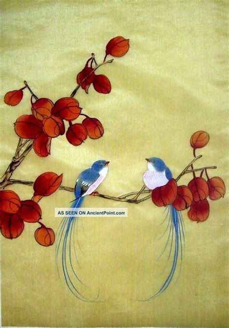 Japanese Hand Painted Silk Painting Flower And Bird 815 Silk Painting