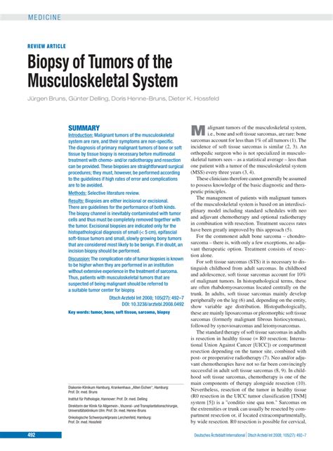 Pdf Biopsy Of Tumors Of The Musculoskeletal System