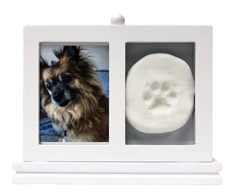 Midlee Pet Memorial Picture Frame With Clay Paw Print Kit White Stand