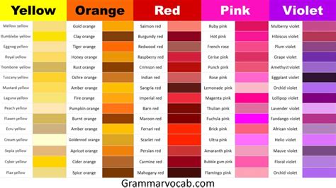 All Color Name List Pdf Download Color Shades Names All Colours