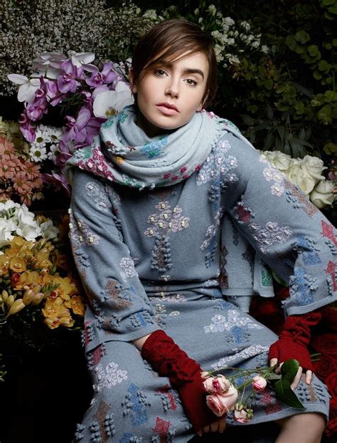 Lily Collins 2015 Barrie Knitwear Winter Photoshoot Lilly Collins