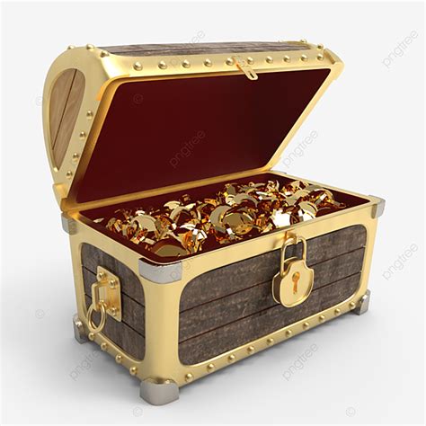 Treasure Chest White Transparent Wooden Treasure Chest Full Of Golden