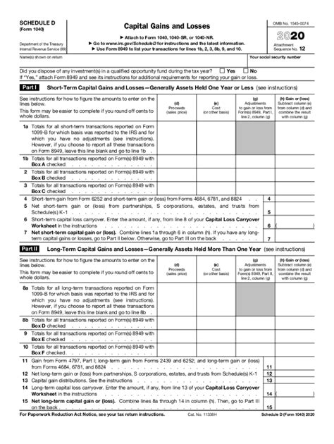 It is divided into sections where can be filled with any data about income and deductions to refund all expecting taxes. IRS 1040 - Schedule D 2020 - Fill out Tax Template Online ...