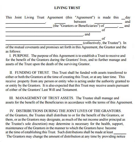Free Printable Living Trust 2 Types Of Living Trust Forms