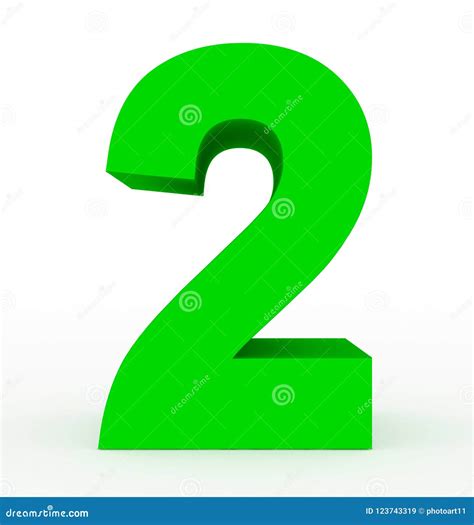 Number 2 3d Clean Green Isolated On White Stock Illustration