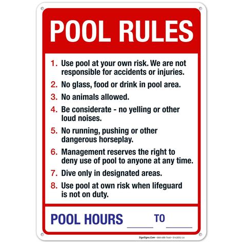 Pool Rules Sign Pool Sign X Rust Free Aluminum Weatherfade Resistant