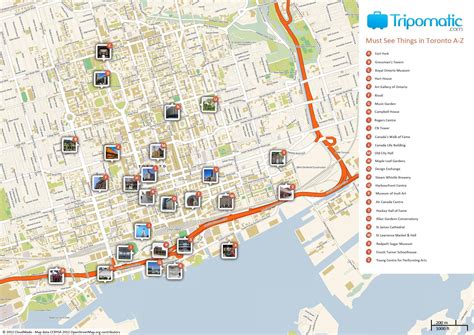Toronto Attractions Map Map Of Toronto Attractions Canada