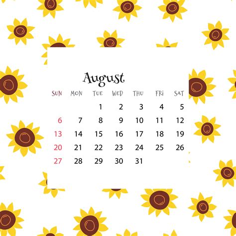 Calendario 2023 Para Agosto Ilustración Vectorial Del Calendario