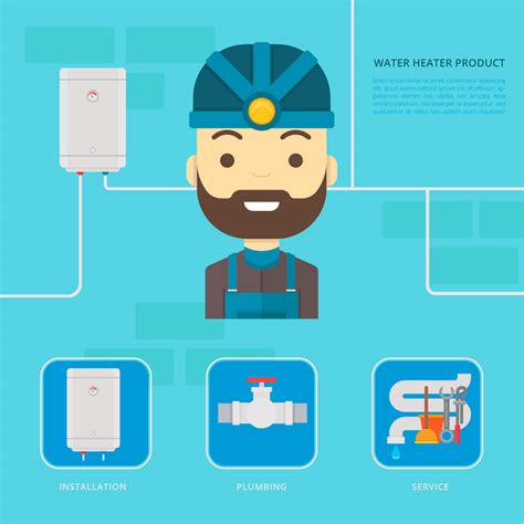 Water Heater Service And Installation With Plumber 180964 Vector Art At