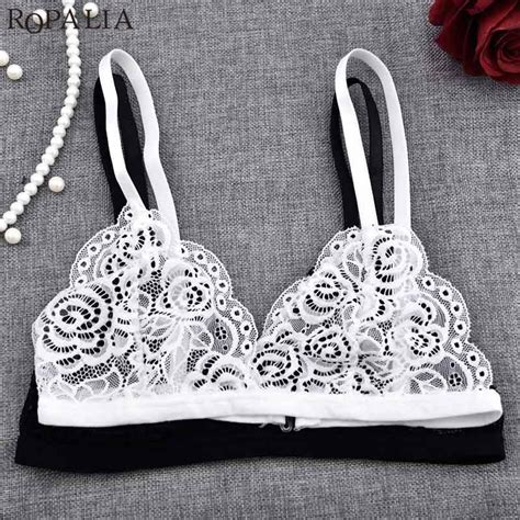 ropalia sexy lace bras floral wireless bra bustier sheer underwear wire free bras brassiere