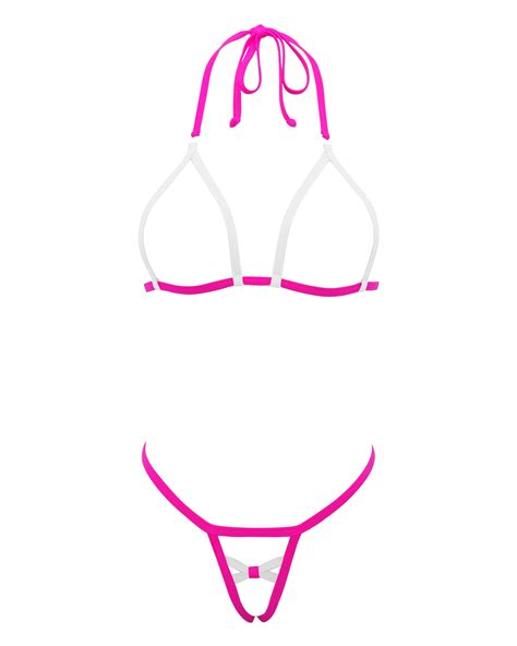 Fuchsia White Extreme String Bikini Mini Micro G String Bikinis Sherrylo Swimwear