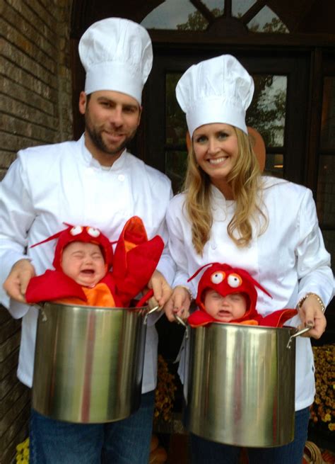 Our Twin Girls As Lobsters And Us As The Chefs Double Halloween
