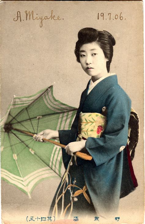 Geisha With Parasol 1906 Old Tokyoold Tokyo