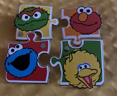 Sesame Street Place Employee Puzzle Pin Set Elmo Big Bird Cookie