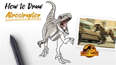 How To Draw Atrociraptor Ghost Dinosaur From Jurassic World Dominion Movie Easy Step By Step