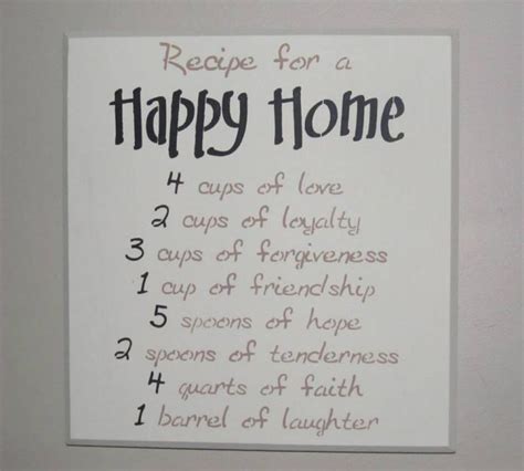 Recipe For A Happy Home Happy Home Quotes Handmade Wood Signs Wall