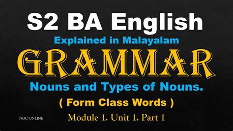 Nouns Explained In Malayalams2 Ba English Grammar Module 1 Chapter