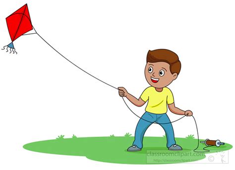 Outdoors Boy Flying Kite 131 Classroom Clipart
