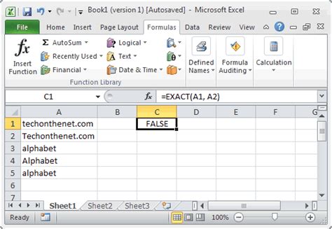 Ms Excel How To Use The Exact Function Ws