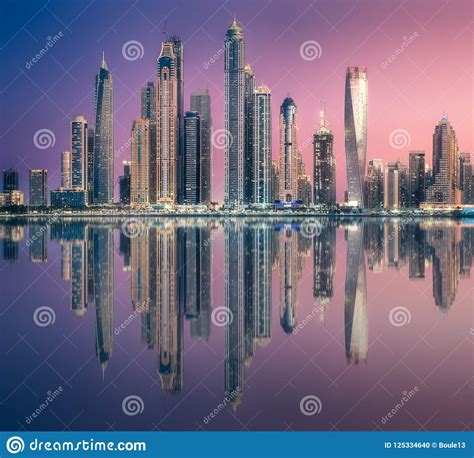 Dubai Marina Bay View From Palm Jumeirah Uae Stock Photo