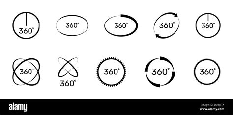 360 Degree Icon Set Symbol With Arrow To Indicate The Rotation