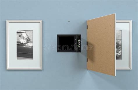 Open Hidden Wall Safe Behind Picture Editorial Image Illustration Of