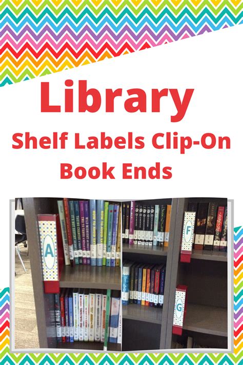 Library Shelf Labels For Clip On Book Ends Rainbow Chevron Pattern