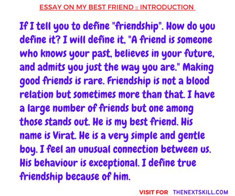 Exemplification Essay About Best Friend How My Best Friend Has